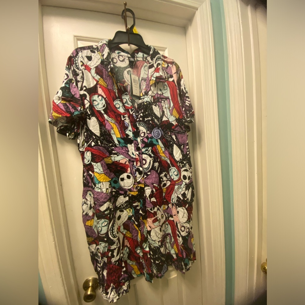 NWT The Nightmare Before Christmas Graphic Button-Up Dress
